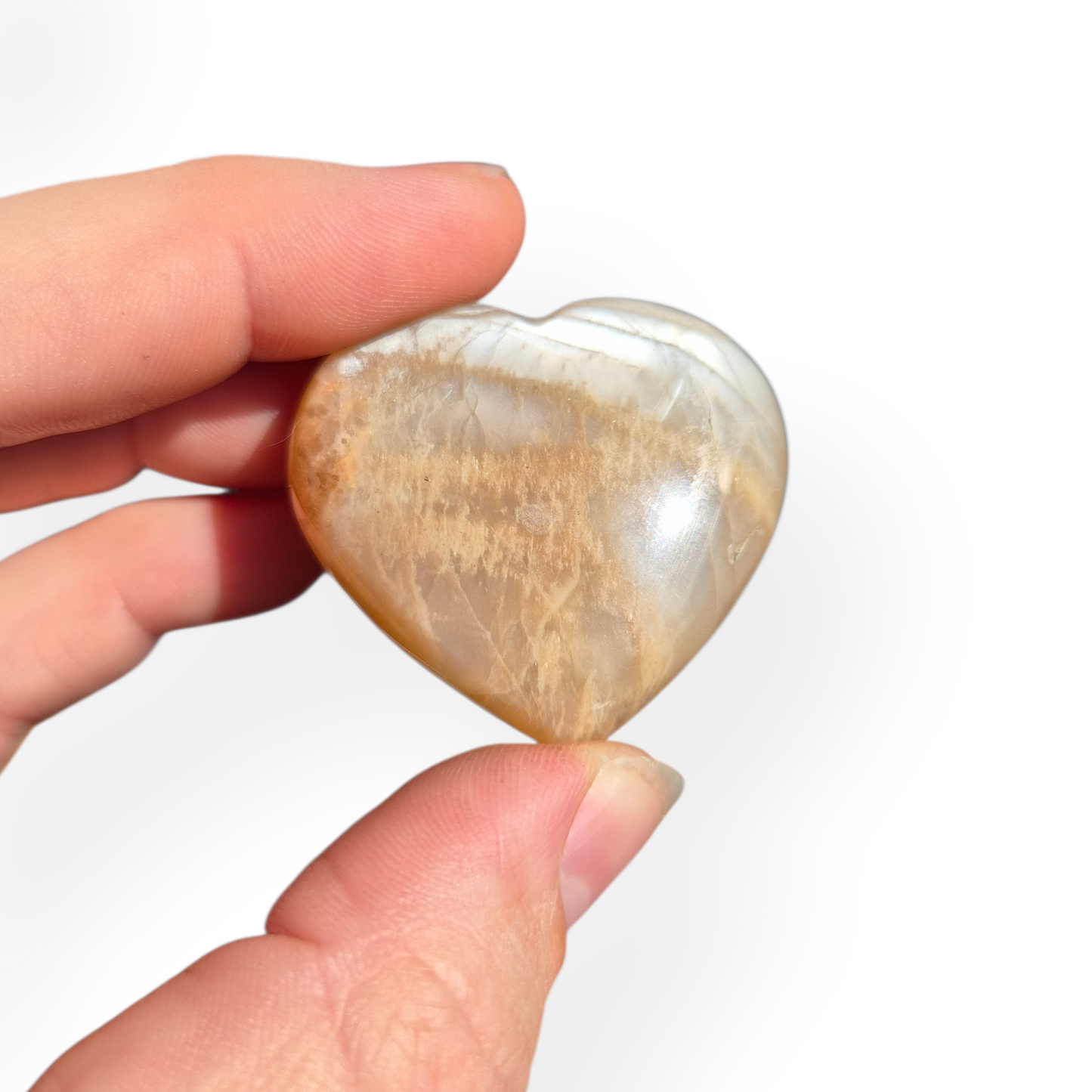 Crystals - Peach Moonstone Polished Hearts