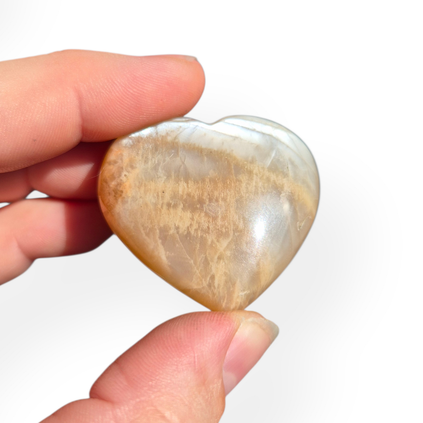 Crystals - Peach Moonstone Polished Hearts