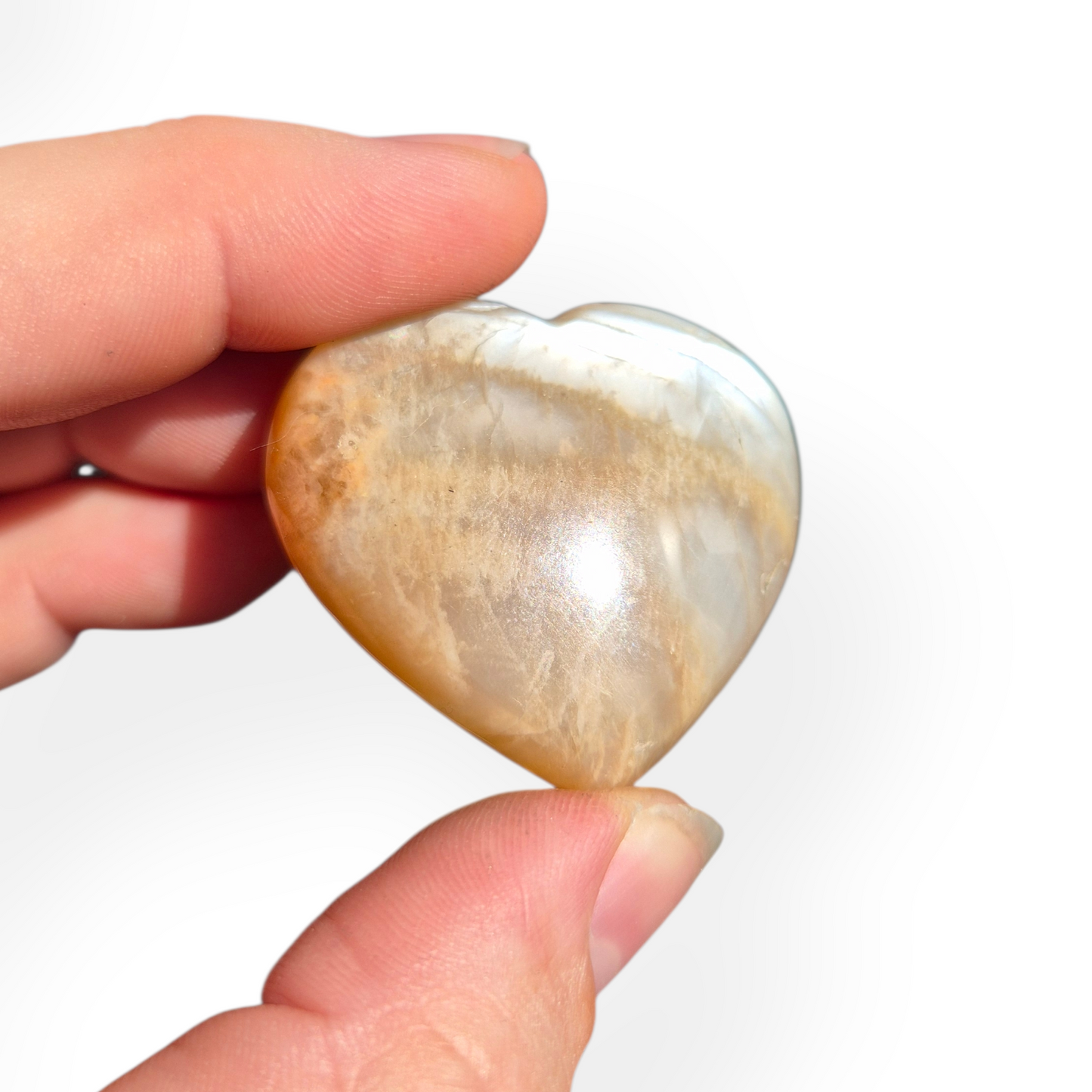 Crystals - Peach Moonstone Polished Hearts