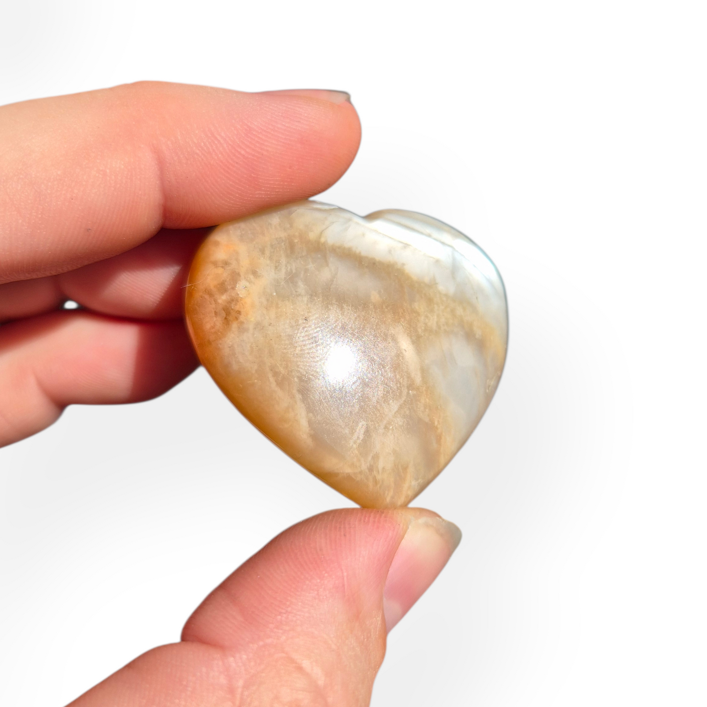 Crystals - Peach Moonstone Polished Hearts