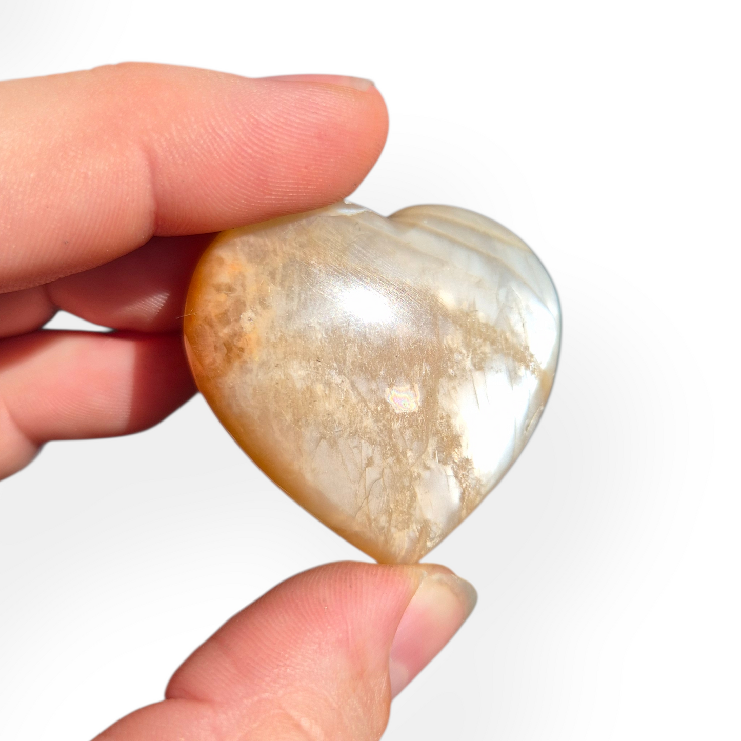 Crystals - Peach Moonstone Polished Hearts