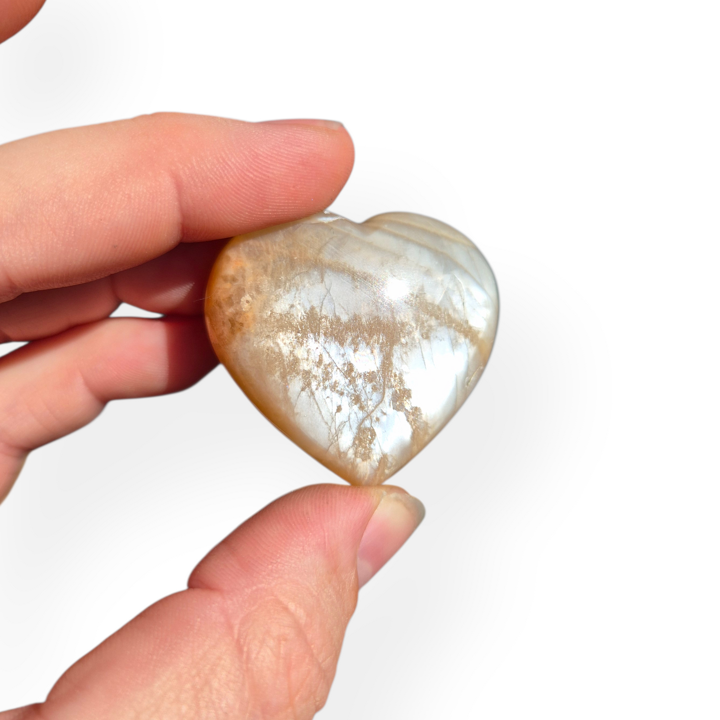 Crystals - Peach Moonstone Polished Hearts