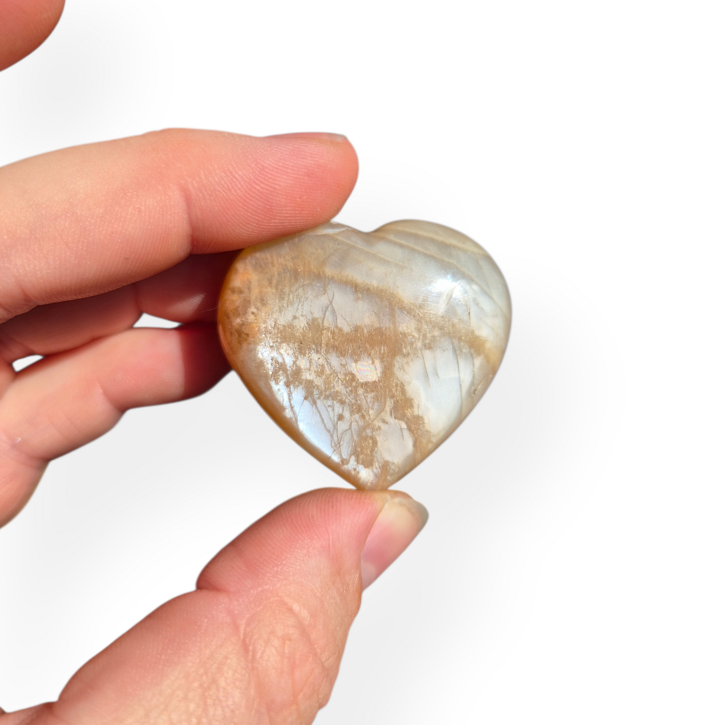Crystals - Peach Moonstone Polished Hearts