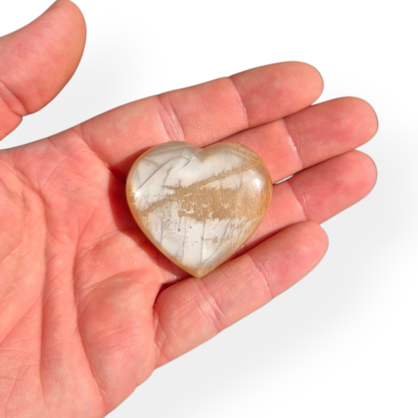 Crystals - Peach Moonstone Polished Hearts