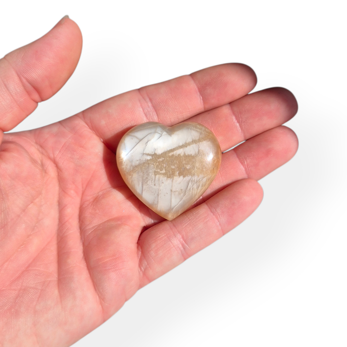 Crystals - Peach Moonstone Polished Hearts