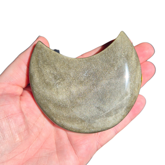 Crystals - Gold Sheen Obsidian Moon Carving