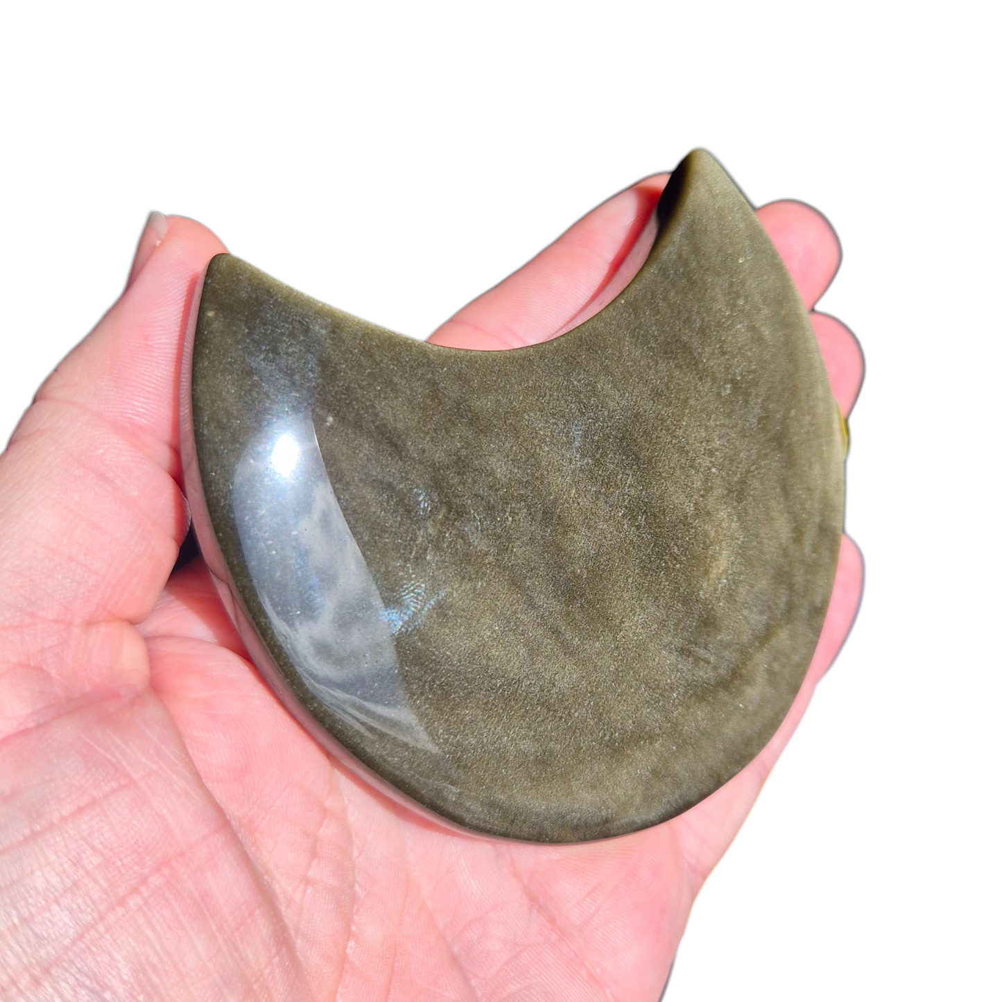 Crystals - Gold Sheen Obsidian Moon Carving