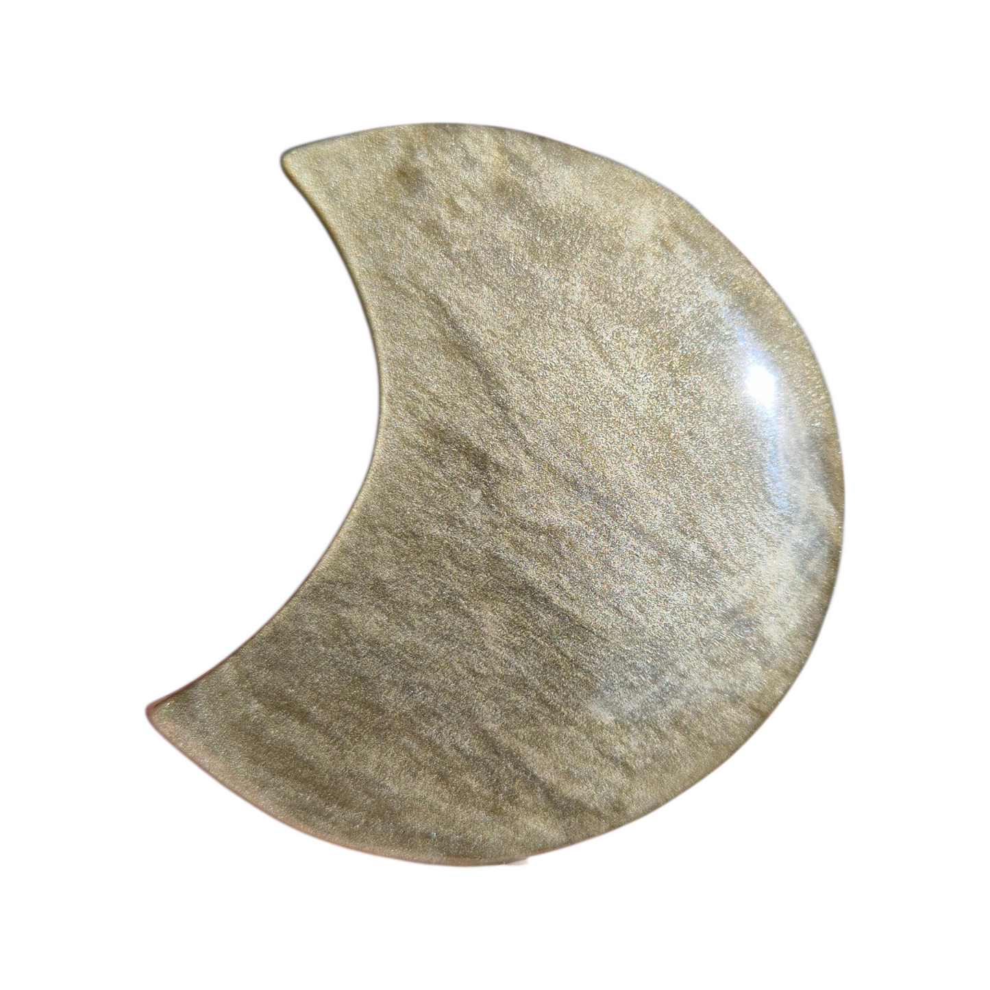 Crystals - Gold Sheen Obsidian Moon Carving