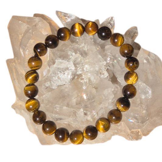 Crystals - Tiger Eye (Gold) Bracelet (Round Bead)