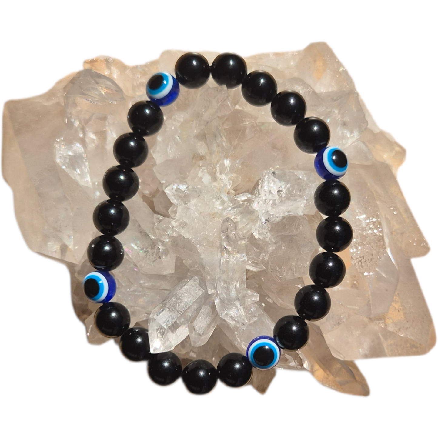Crystals - Black Obsidian with Evil Eye Bracelet