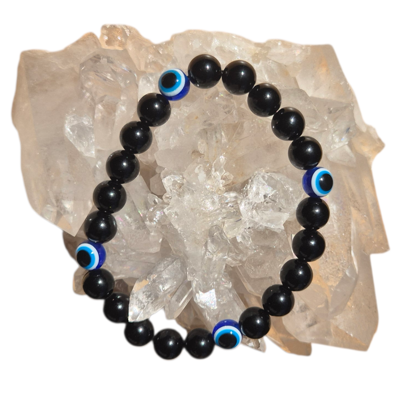 Crystals - Black Obsidian with Evil Eye Bracelet