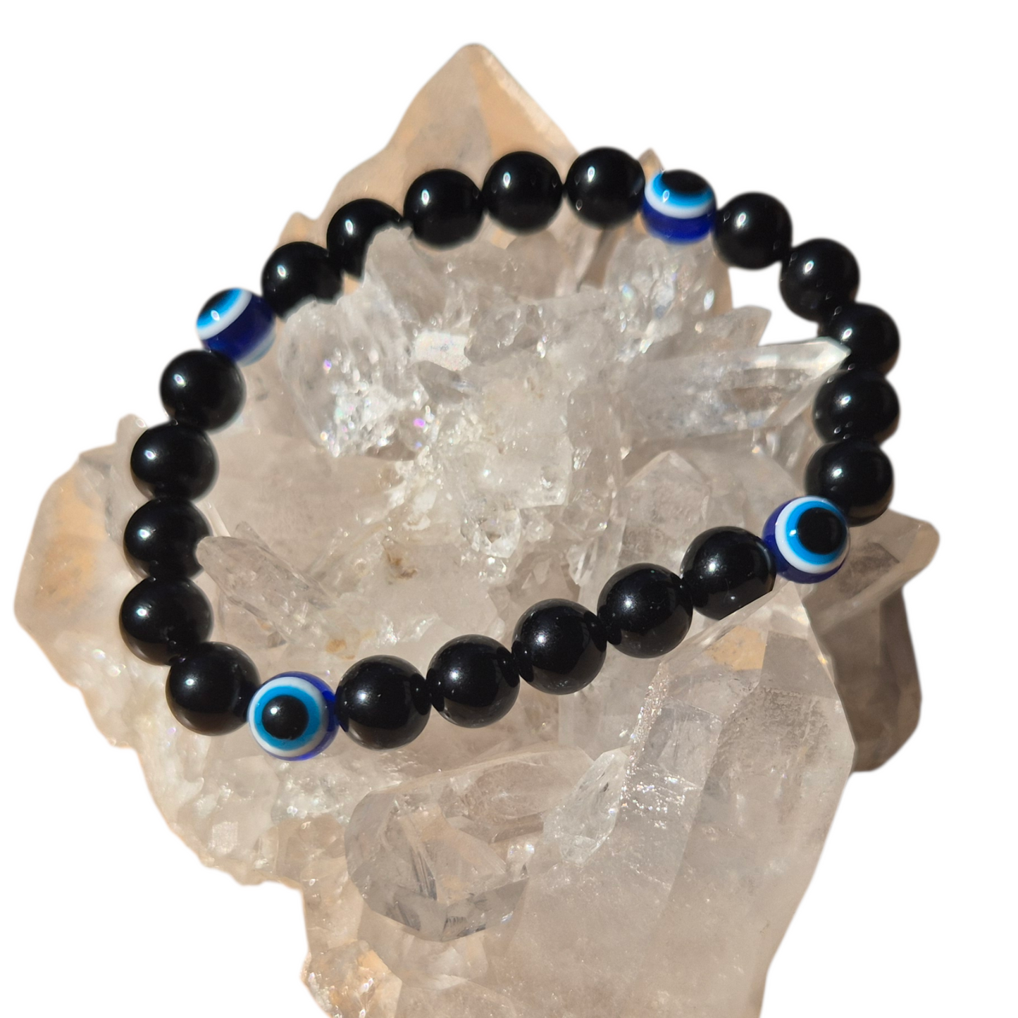 Crystals - Black Obsidian with Evil Eye Bracelet
