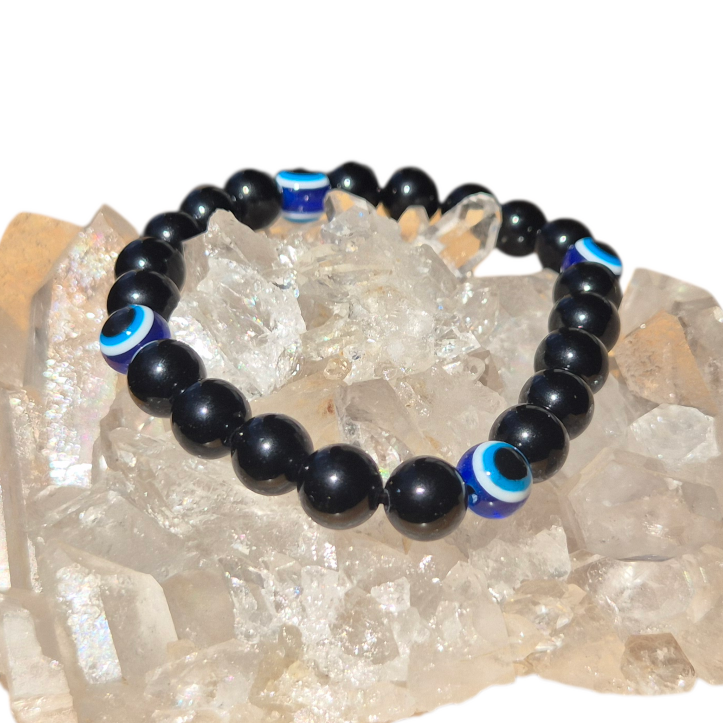 Crystals - Black Obsidian with Evil Eye Bracelet