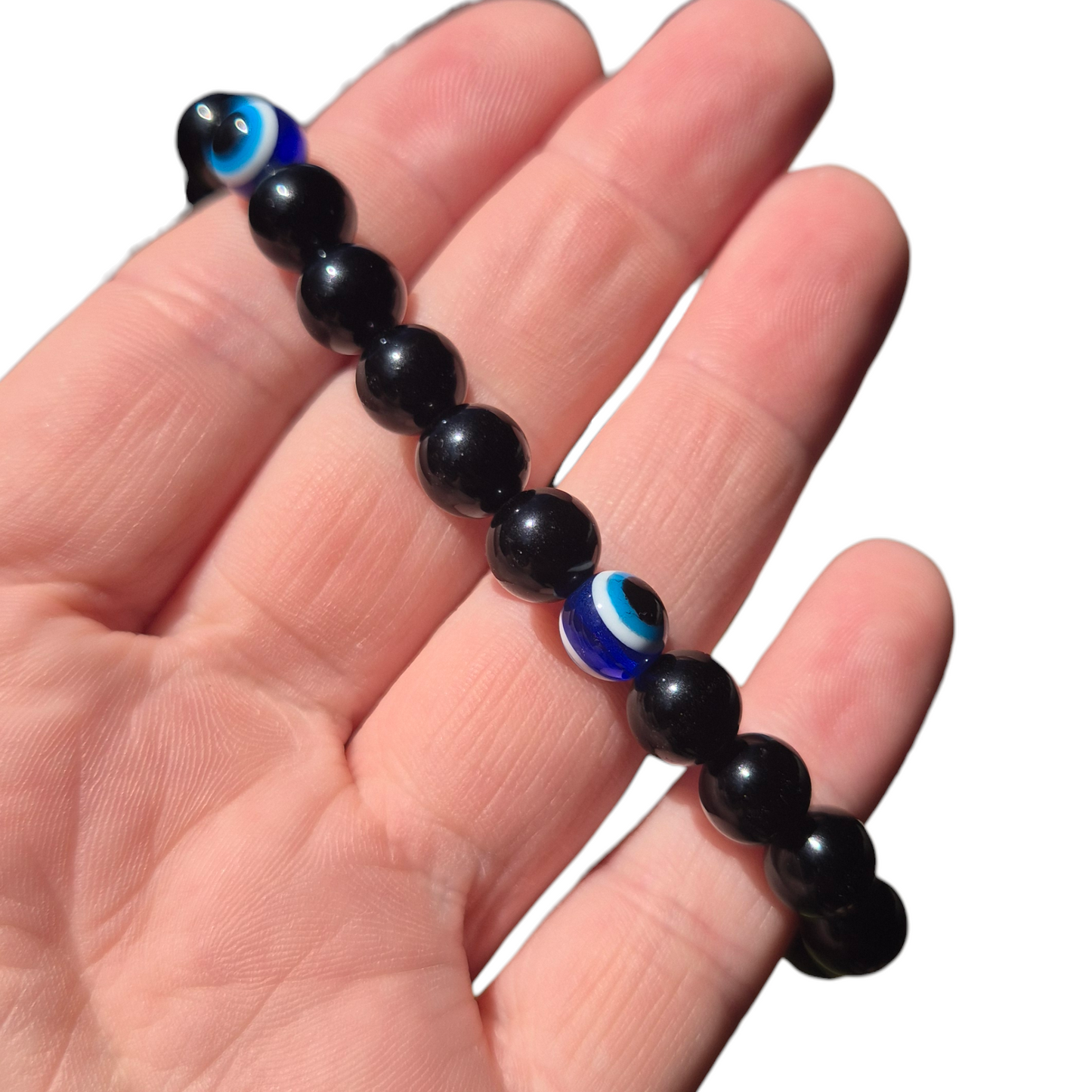 Crystals - Black Obsidian with Evil Eye Bracelet