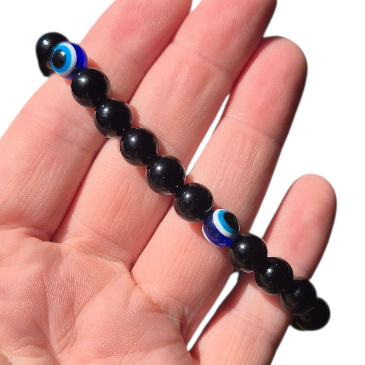 Crystals - Black Obsidian with Evil Eye Bracelet