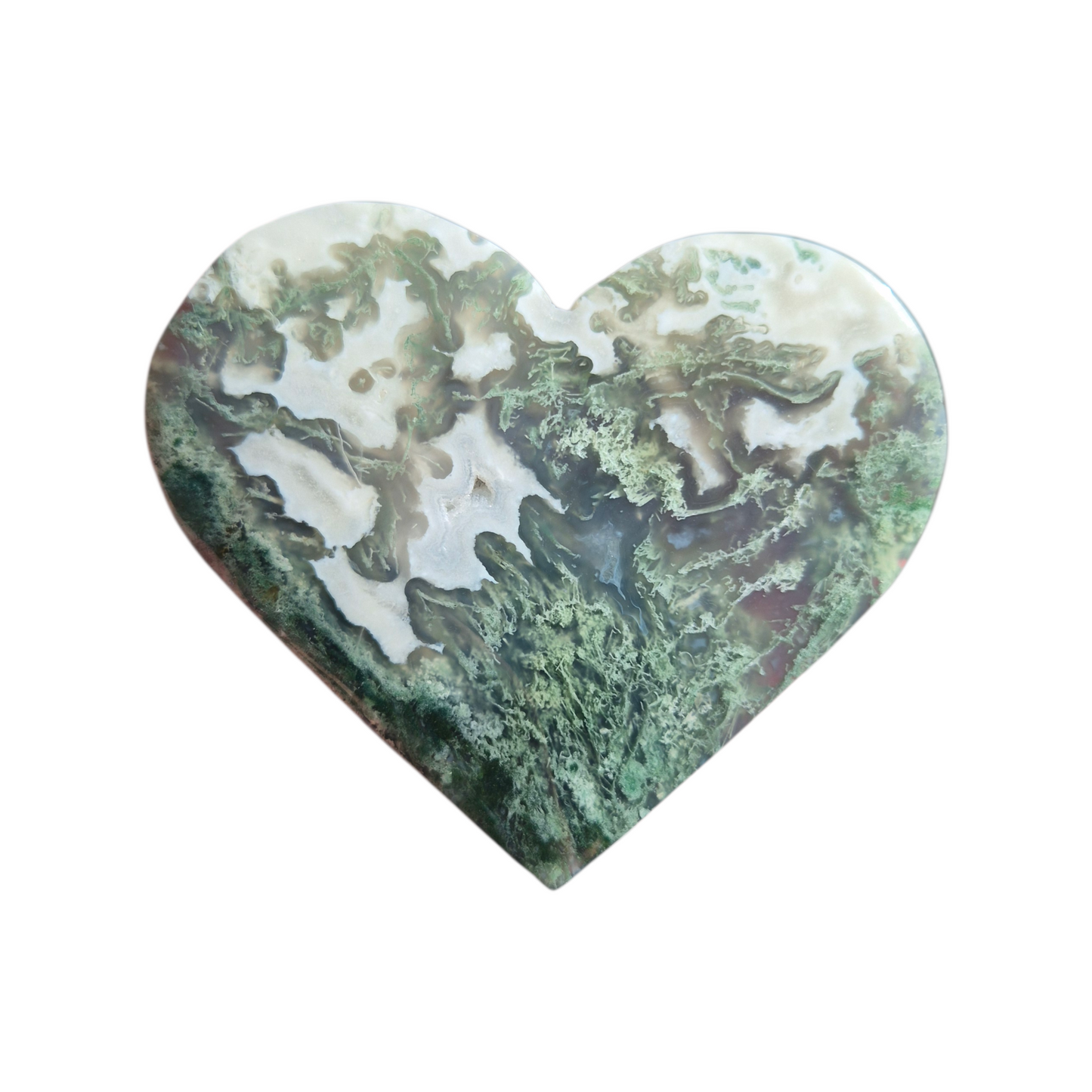 Crystals - Green Moss Agate Polished Heart