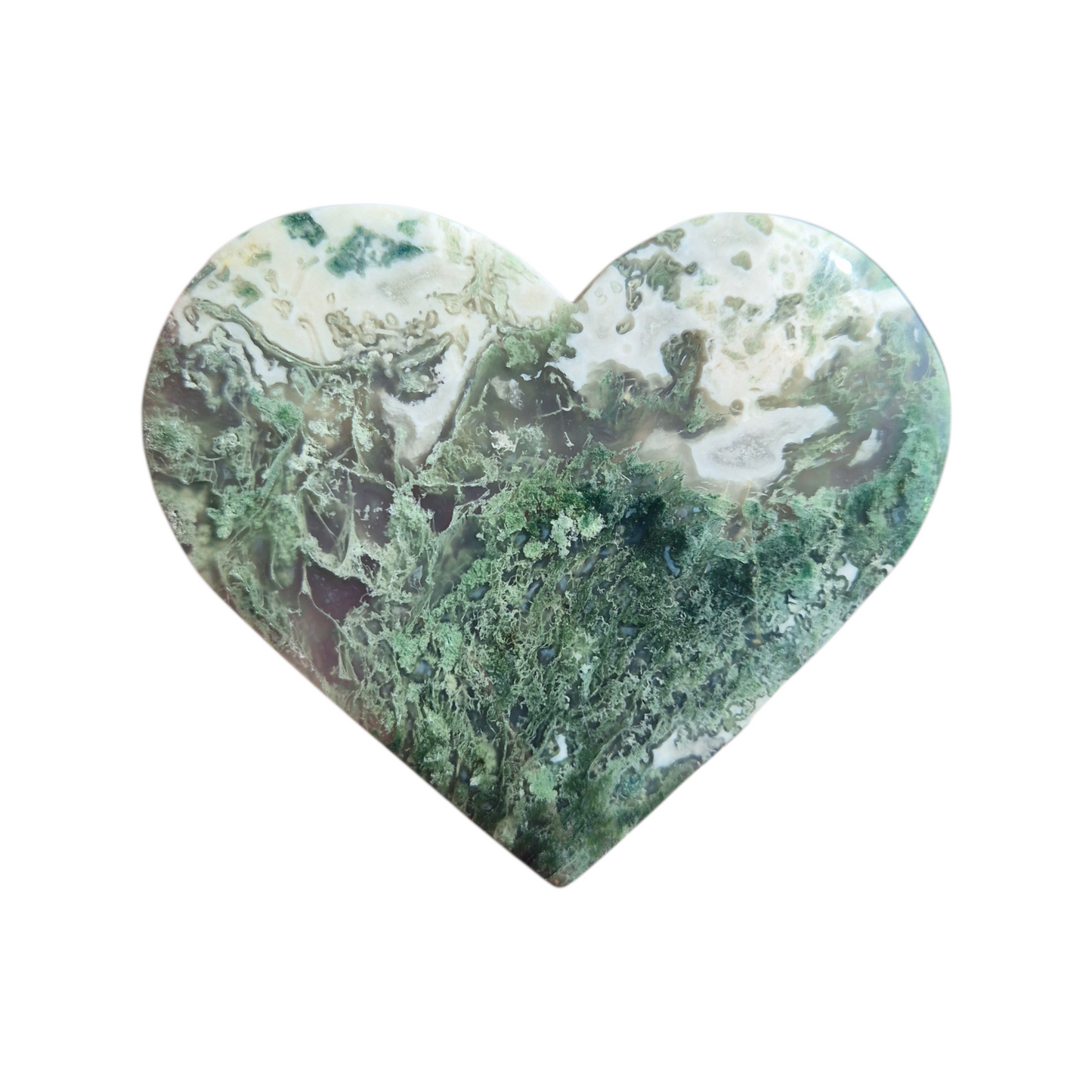 Crystals - Green Moss Agate Polished Heart