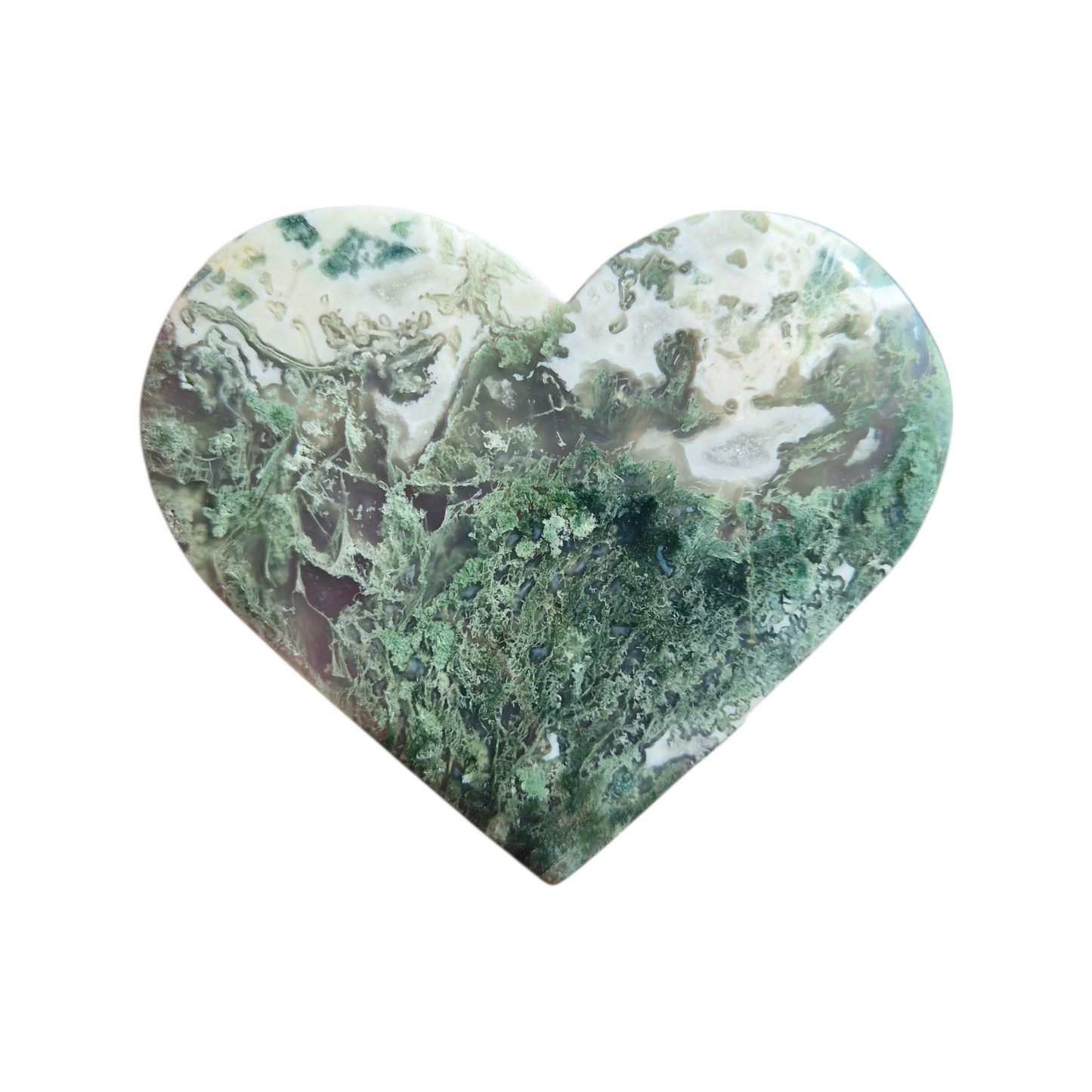 Crystals - Green Moss Agate Polished Heart