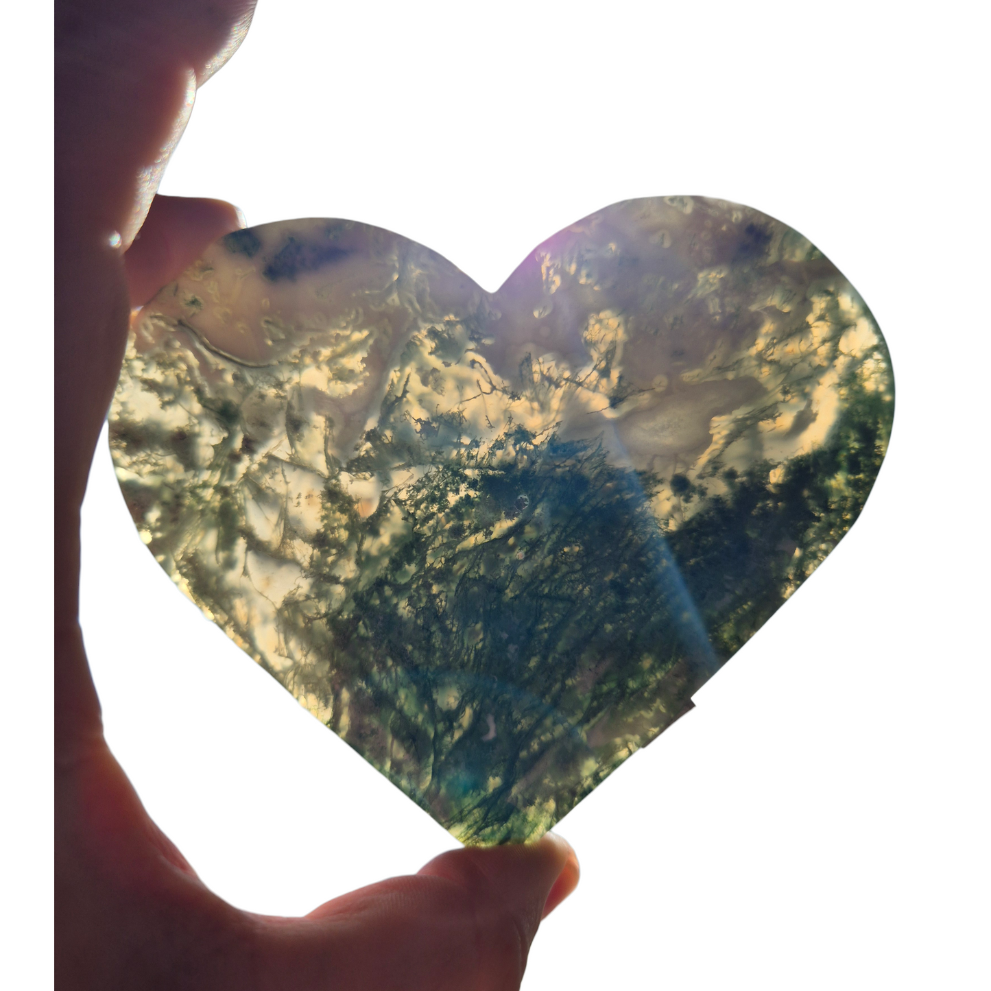 Crystals - Green Moss Agate Polished Heart