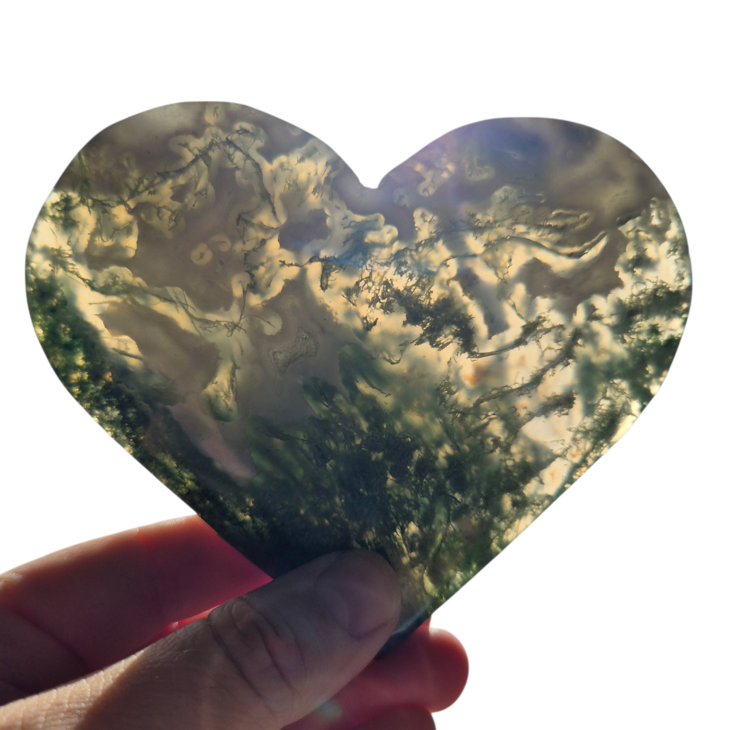 Crystals - Green Moss Agate Polished Heart