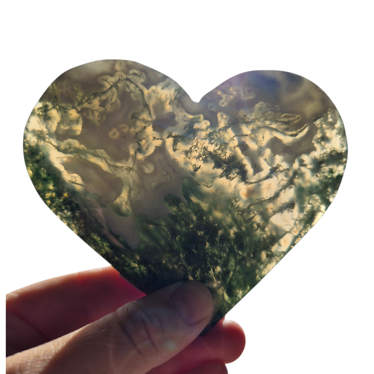 Crystals - Green Moss Agate Polished Heart