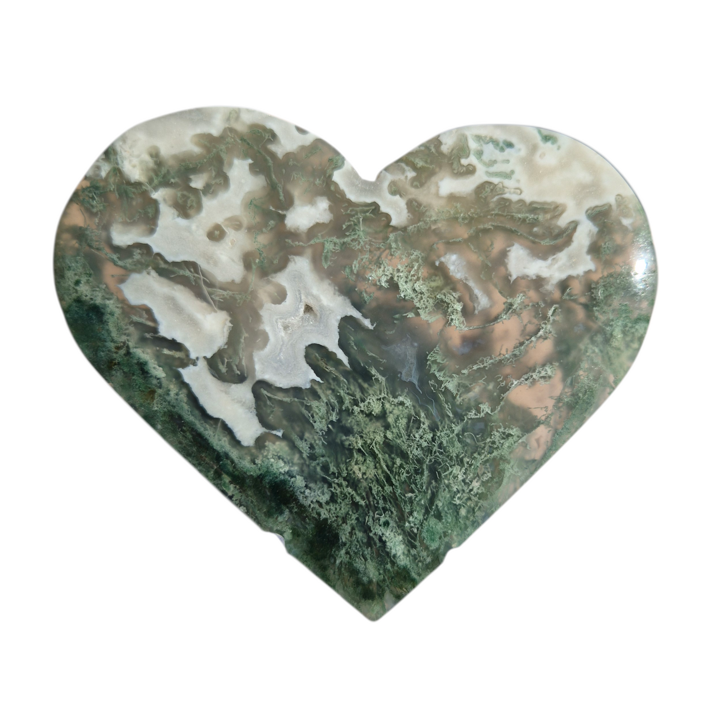 Crystals - Green Moss Agate Polished Heart