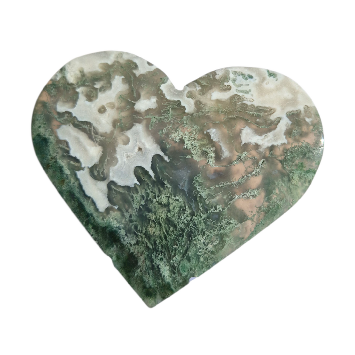 Crystals - Green Moss Agate Polished Heart