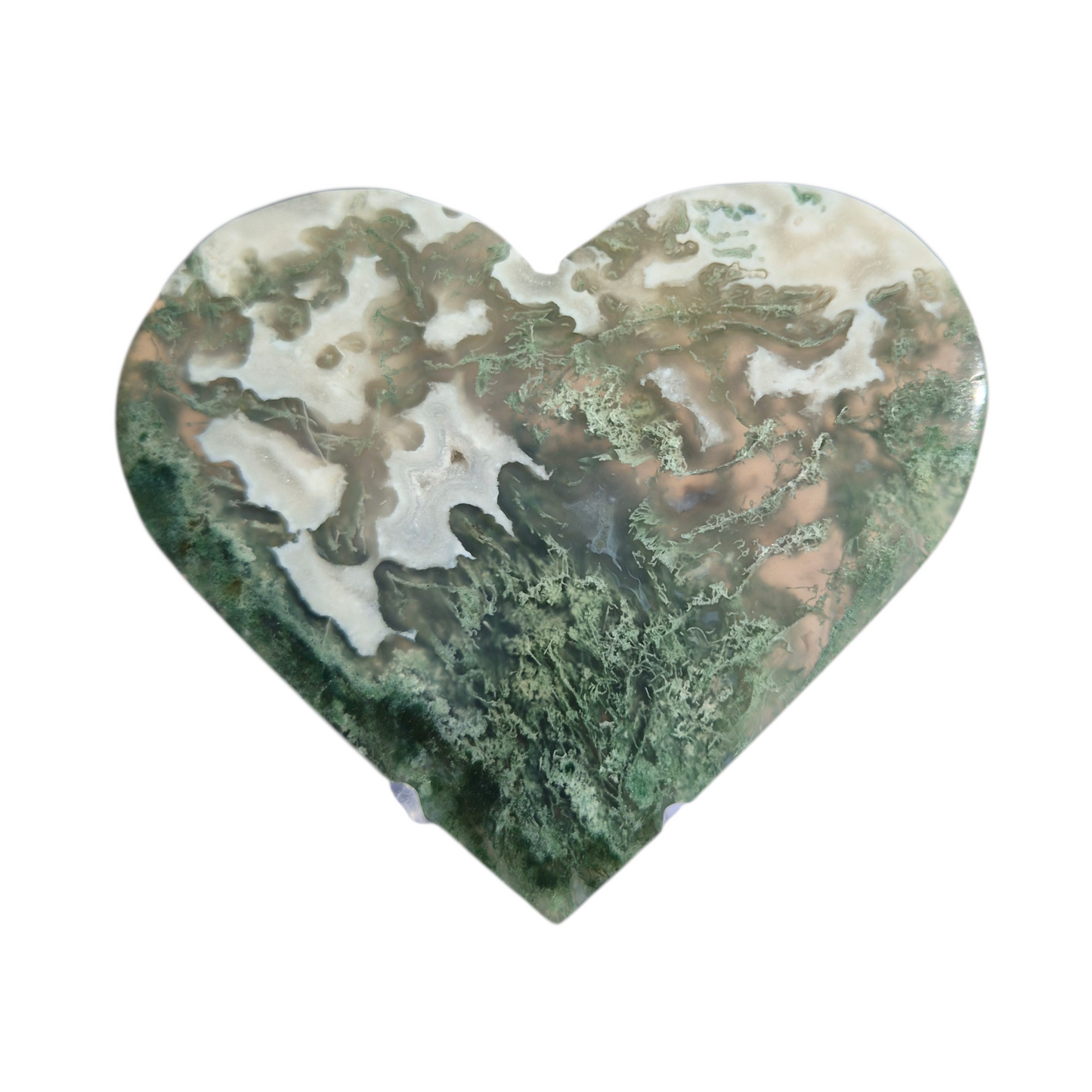 Crystals - Green Moss Agate Polished Heart