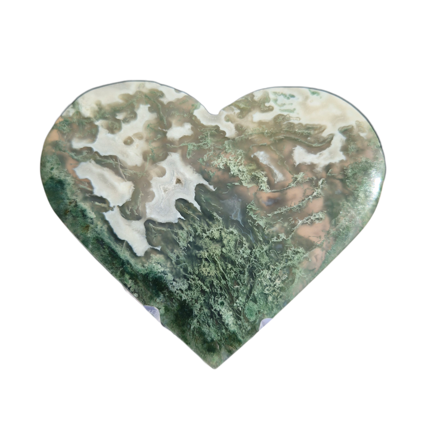 Crystals - Green Moss Agate Polished Heart