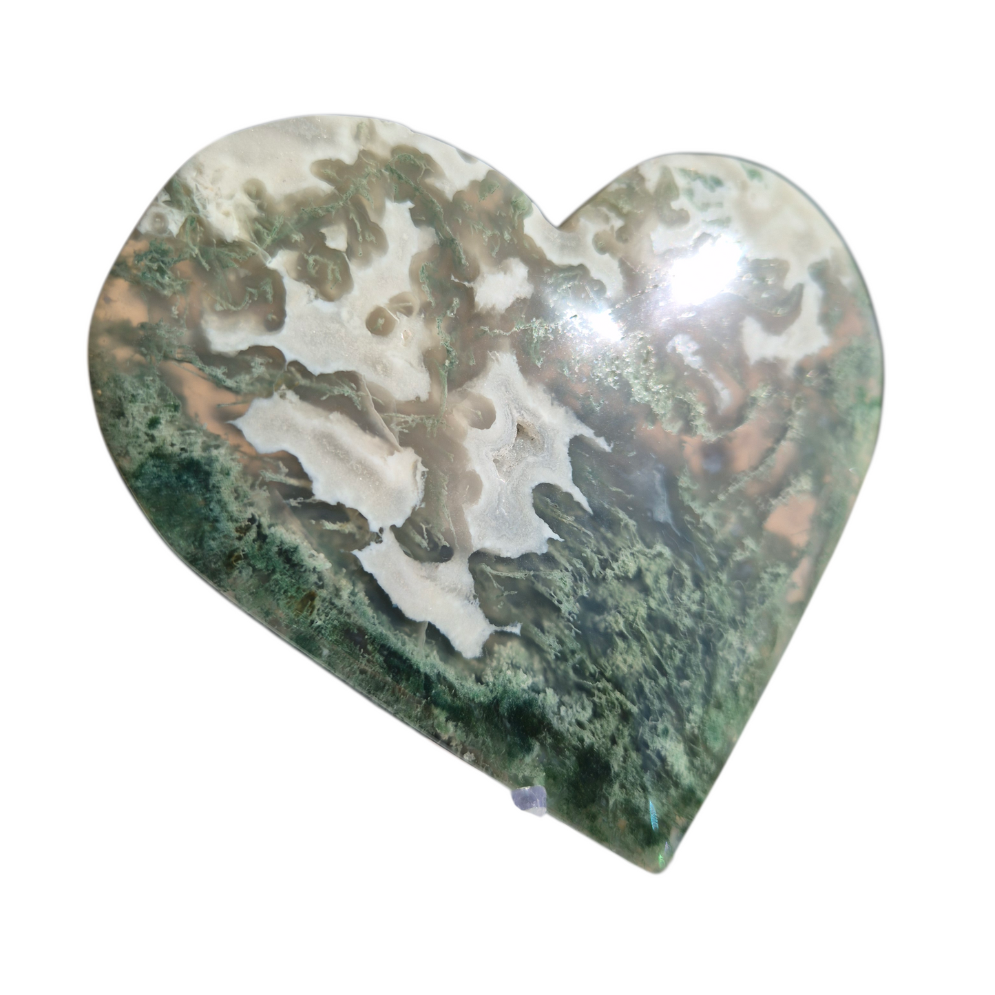 Crystals - Green Moss Agate Polished Heart