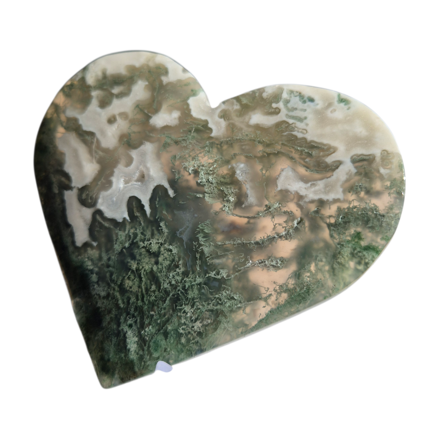 Crystals - Green Moss Agate Polished Heart