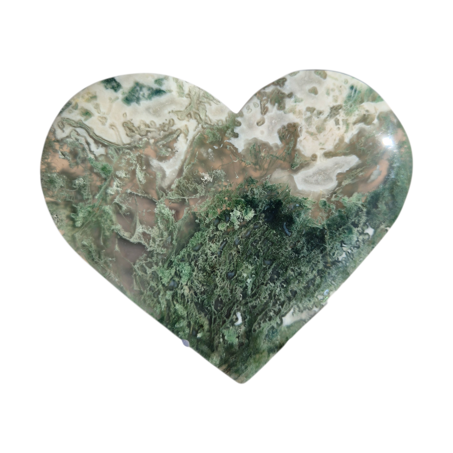 Crystals - Green Moss Agate Polished Heart