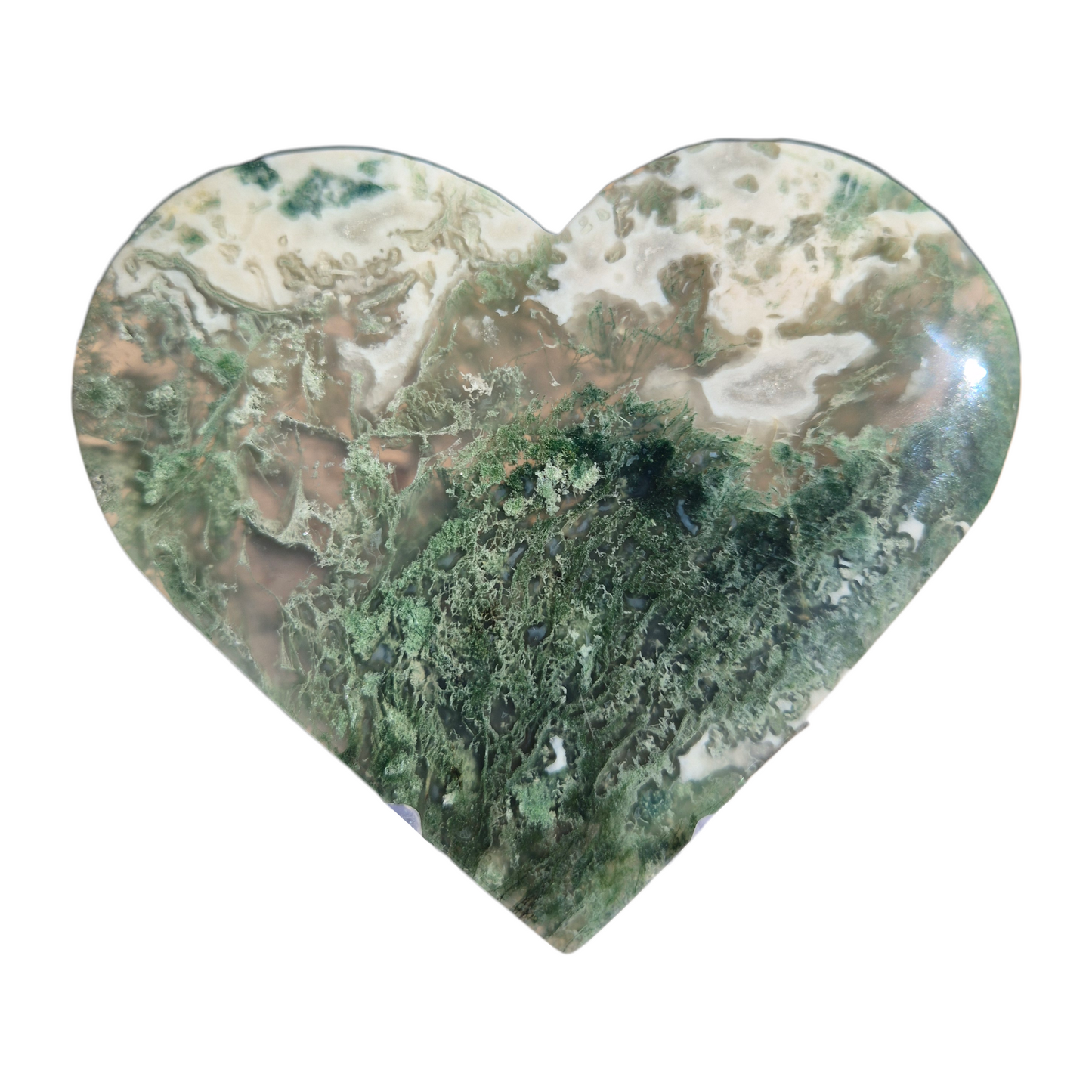Crystals - Green Moss Agate Polished Heart