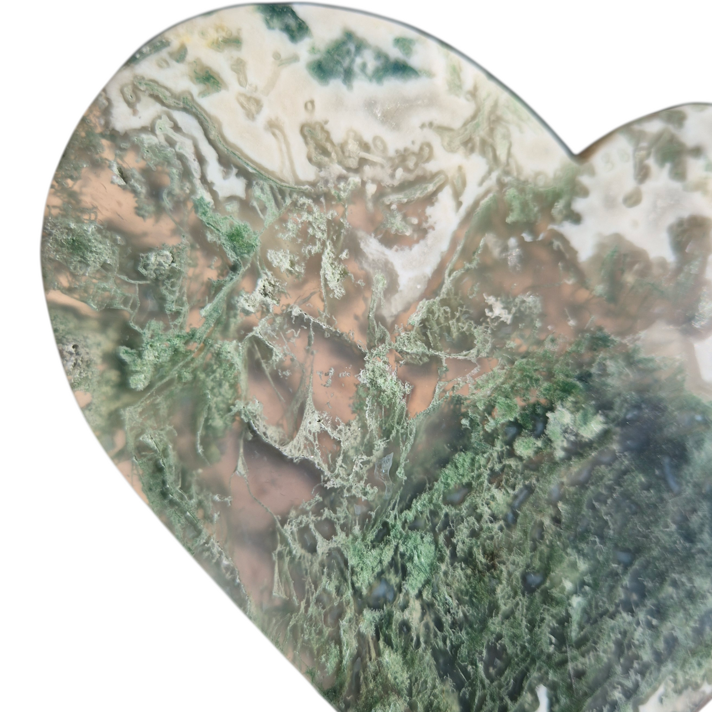 Crystals - Green Moss Agate Polished Heart
