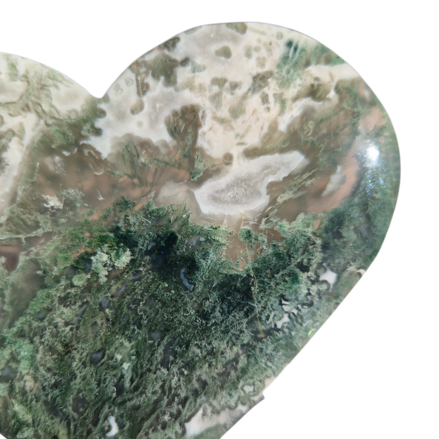 Crystals - Green Moss Agate Polished Heart