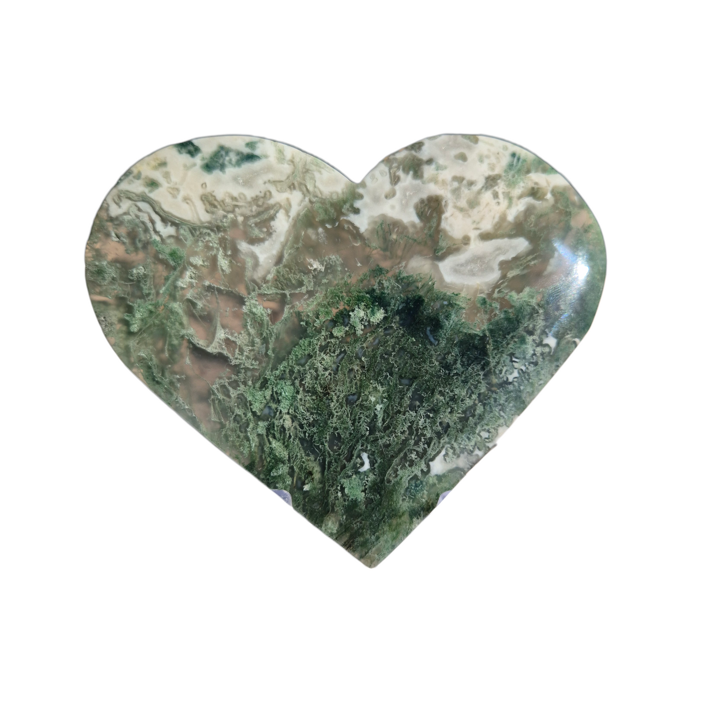 Crystals - Green Moss Agate Polished Heart