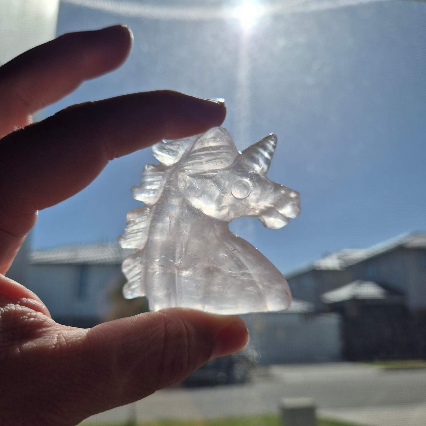 Crystals - Rose Quartz Unicorn Carving