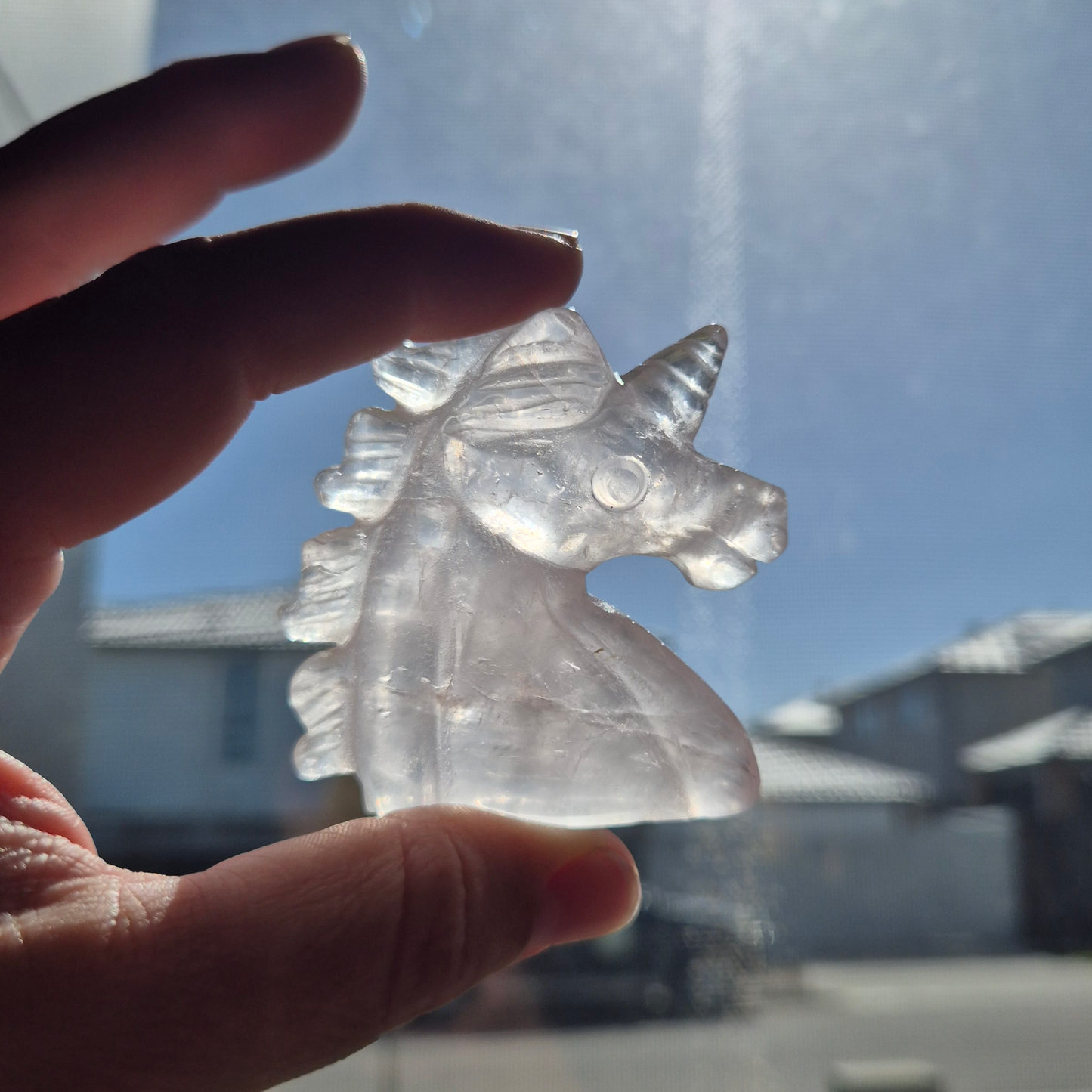 Crystals - Rose Quartz Unicorn Carving