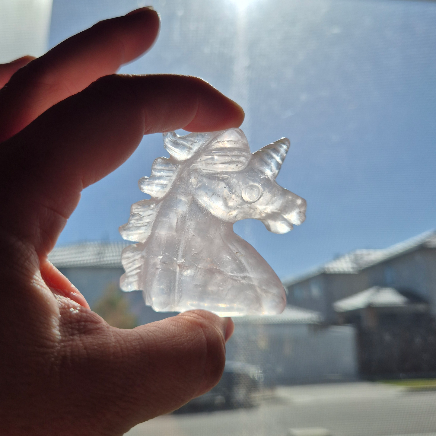 Crystals - Rose Quartz Unicorn Carving