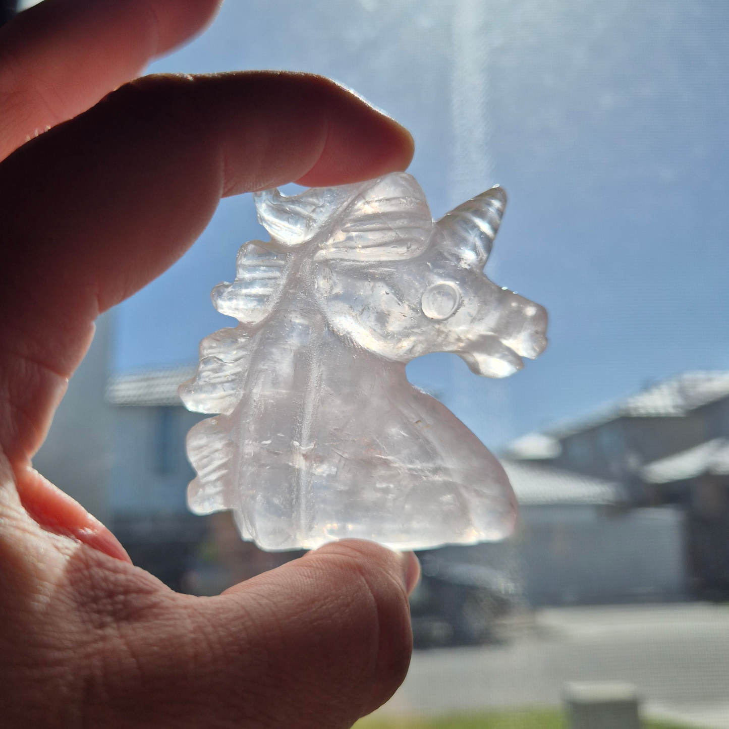 Crystals - Rose Quartz Unicorn Carving