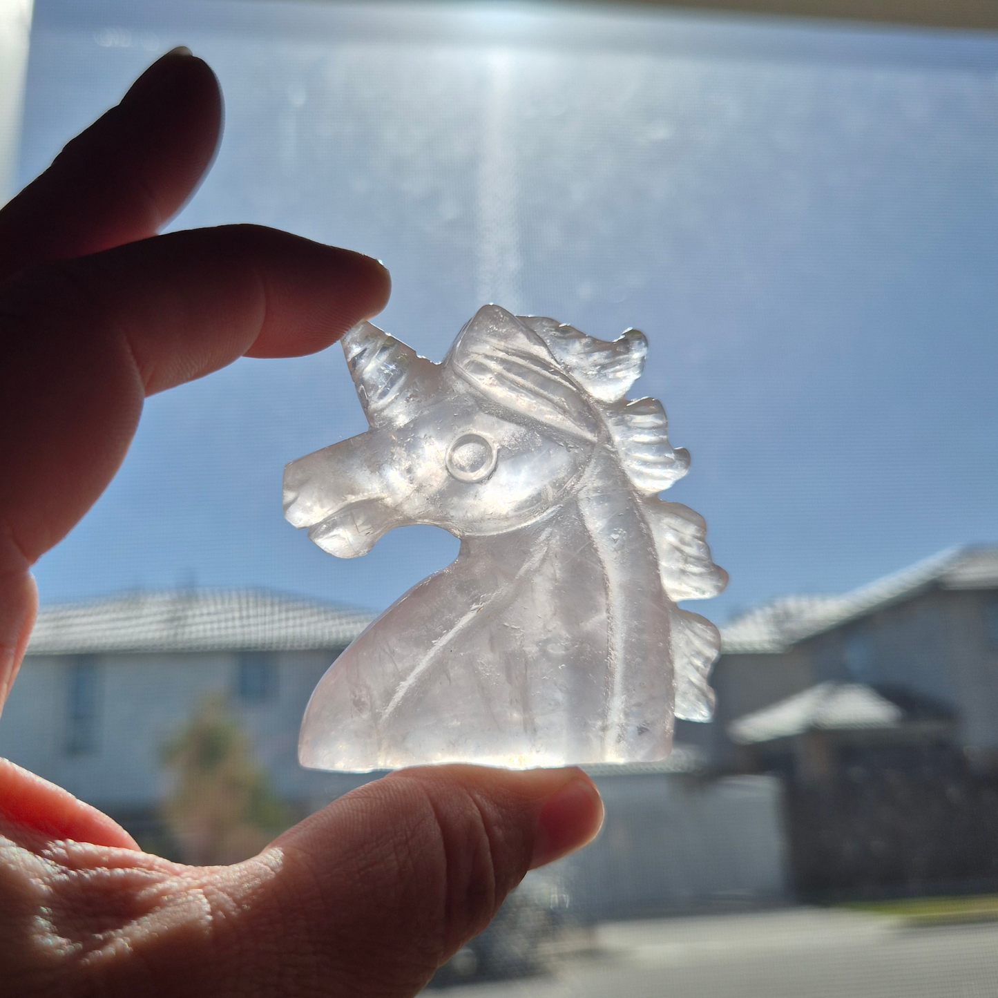 Crystals - Rose Quartz Unicorn Carving