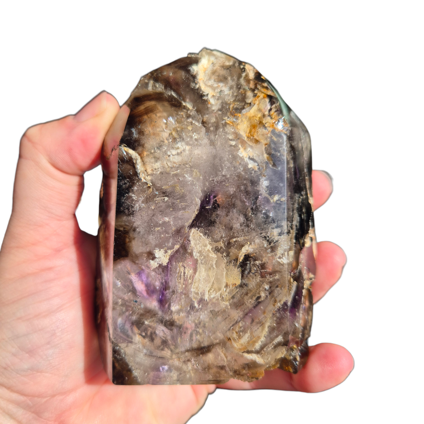 Crystals - Amethyst-Smoky Quartz Polished Generator/Tower