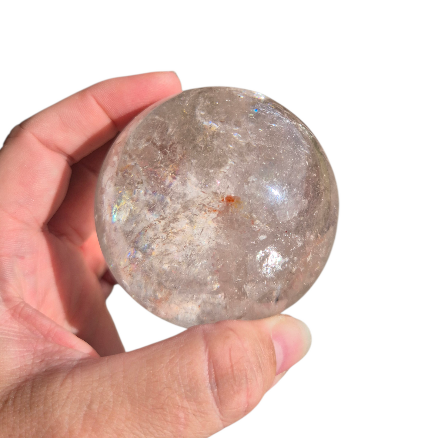 Crystals - Clear Quartz Sphere (with Hematoid Quartz Inclusion)
