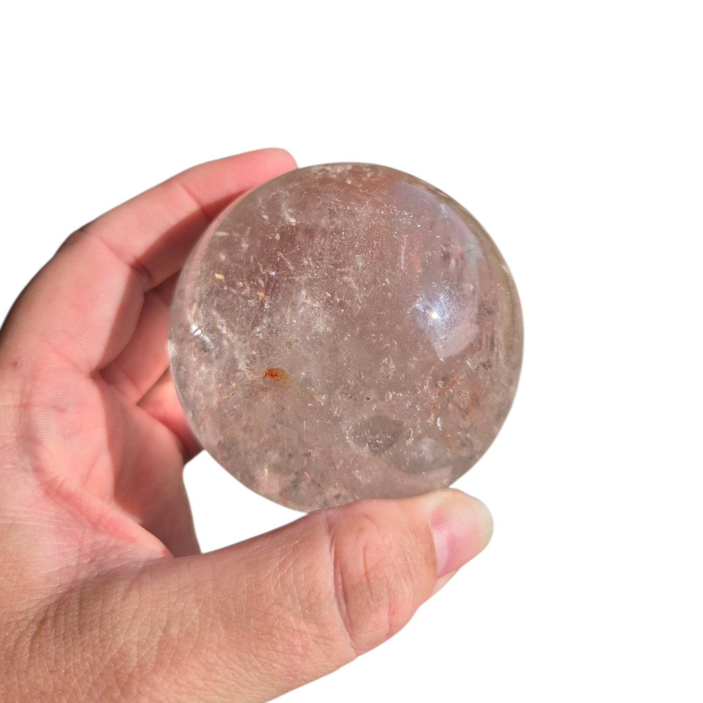 Crystals - Clear Quartz Sphere (with Hematoid Quartz Inclusion)