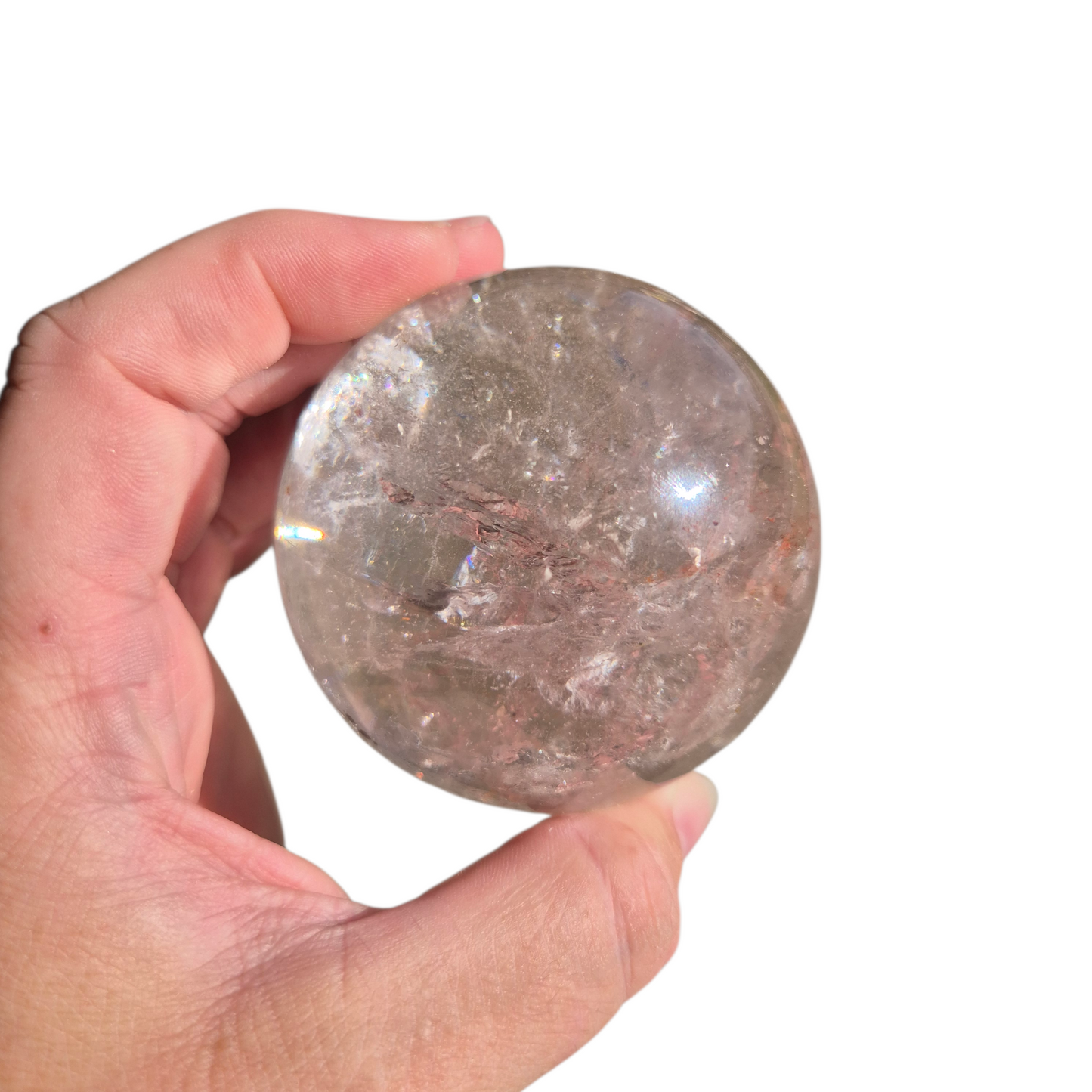 Crystals - Clear Quartz Sphere (with Hematoid Quartz Inclusion)
