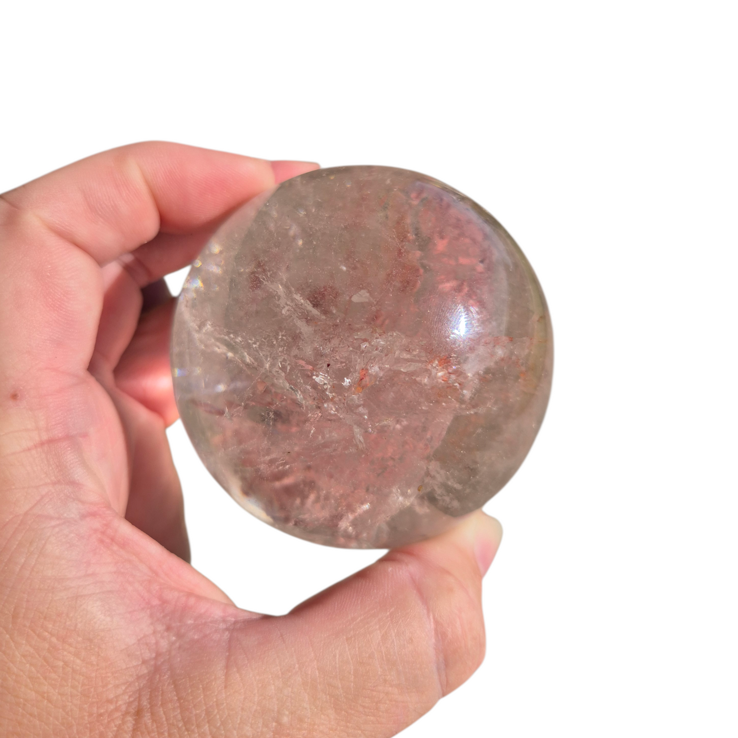 Crystals - Clear Quartz Sphere (with Hematoid Quartz Inclusion)