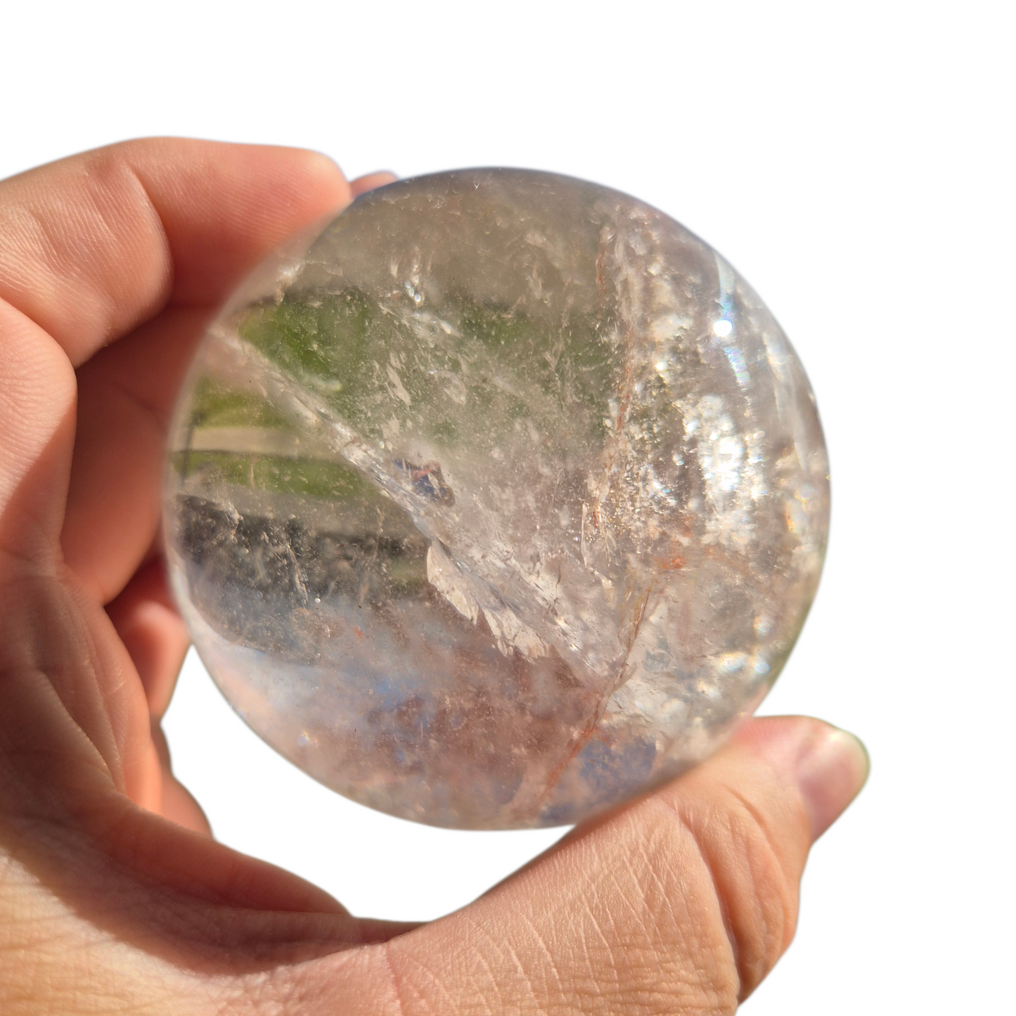 Crystals - Clear Quartz Sphere (with Hematoid Quartz Inclusion)