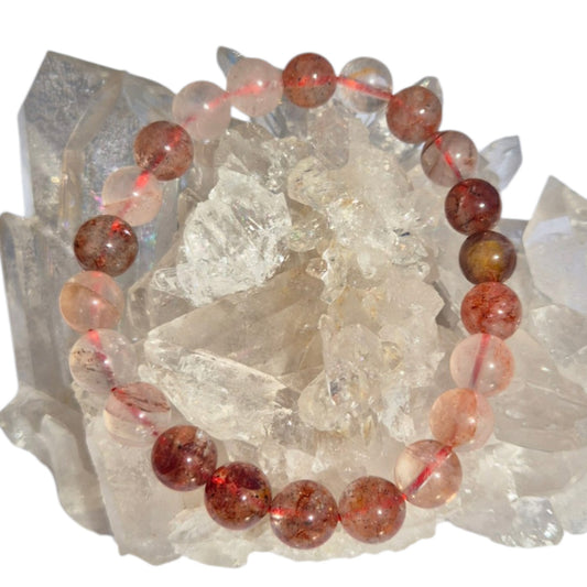 Crystals - Fire Quartz/Hematoid Bracelet (Round Bead)