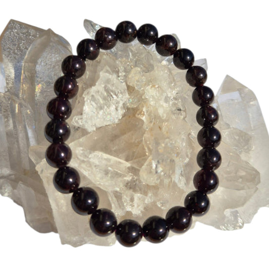 Crystals - Garnet Bracelet (Round Bead)