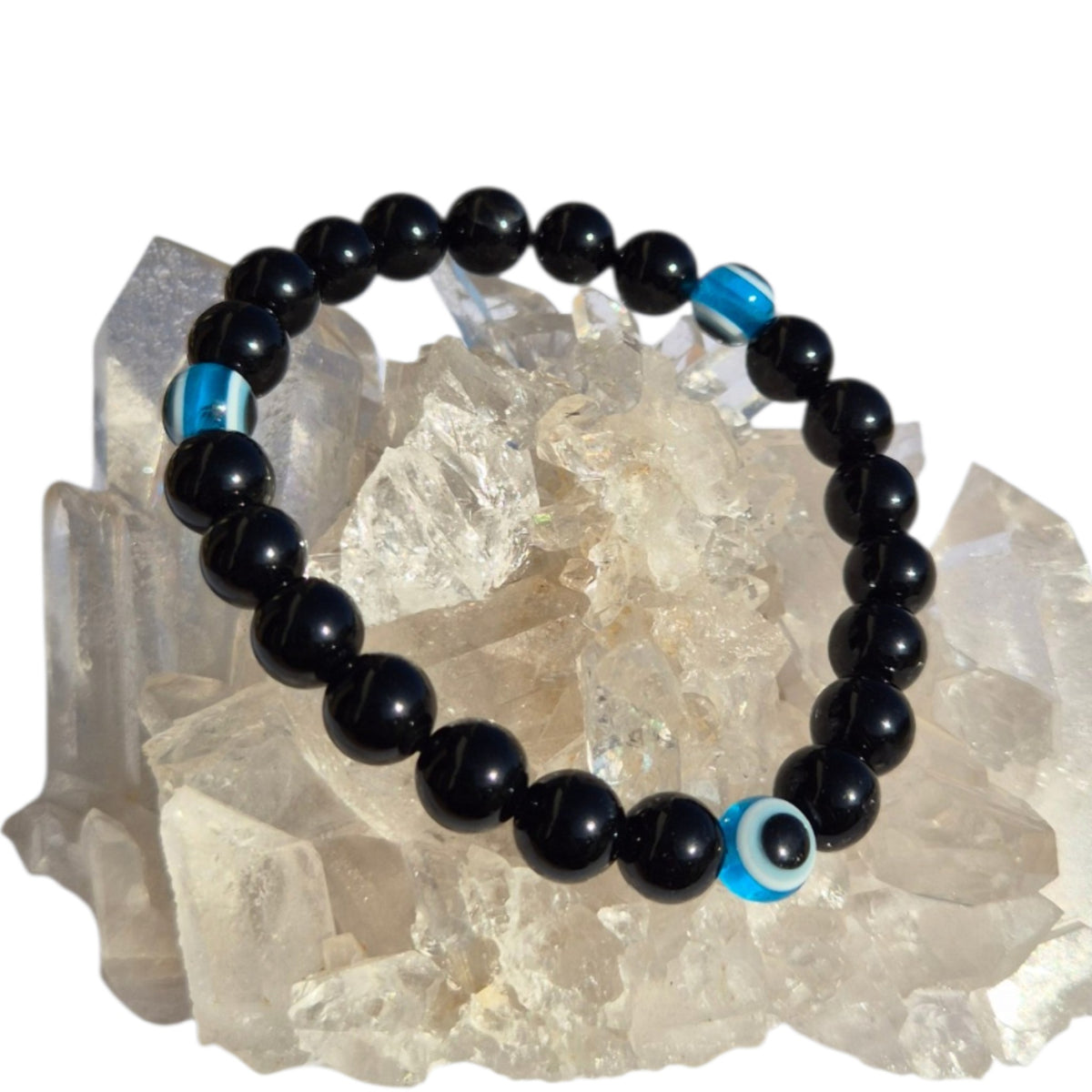 Crystals - Black Obsidian with Evil Eye Bracelet